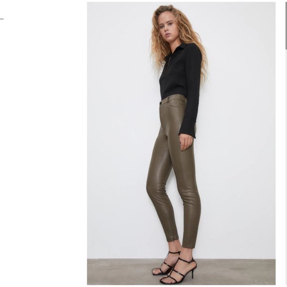 Zara Olive Leather Pants - Picture 6 of 6